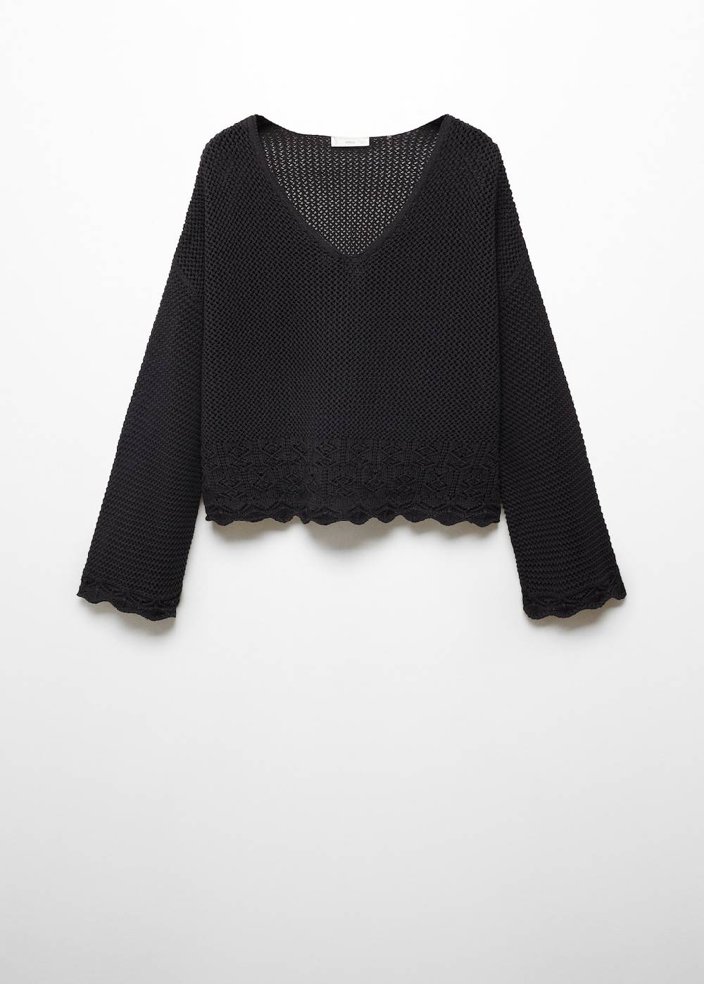 Mango Lochstrickpullover mit V-Ausschnitt Fabrik Onlineshop