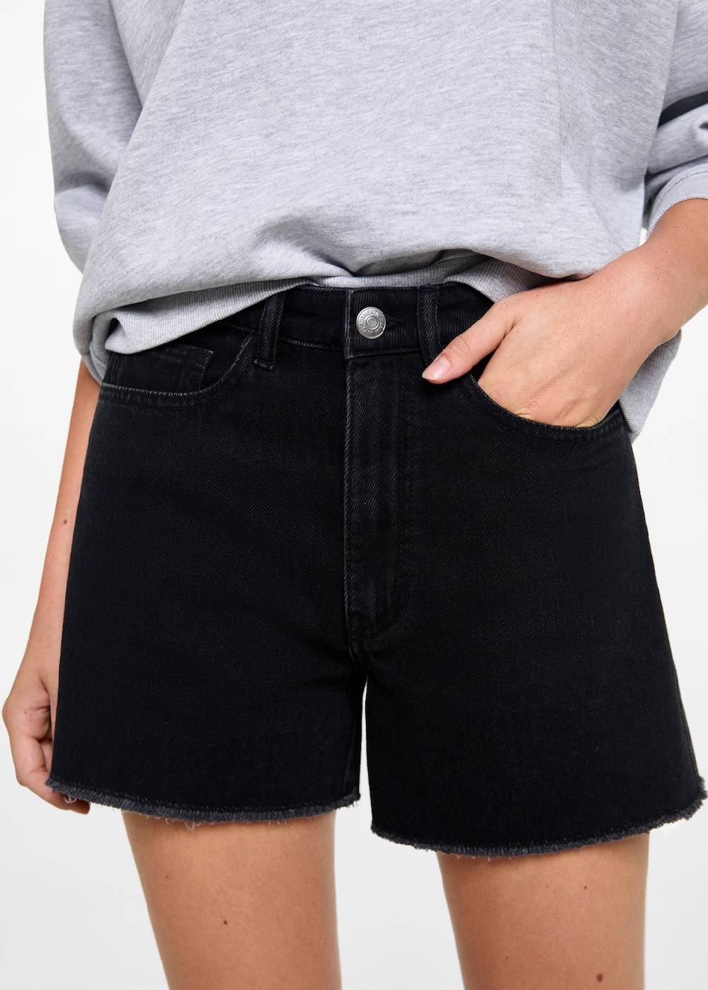 Mango Jeansshorts mit ausgefranstem Saum Rabatt
