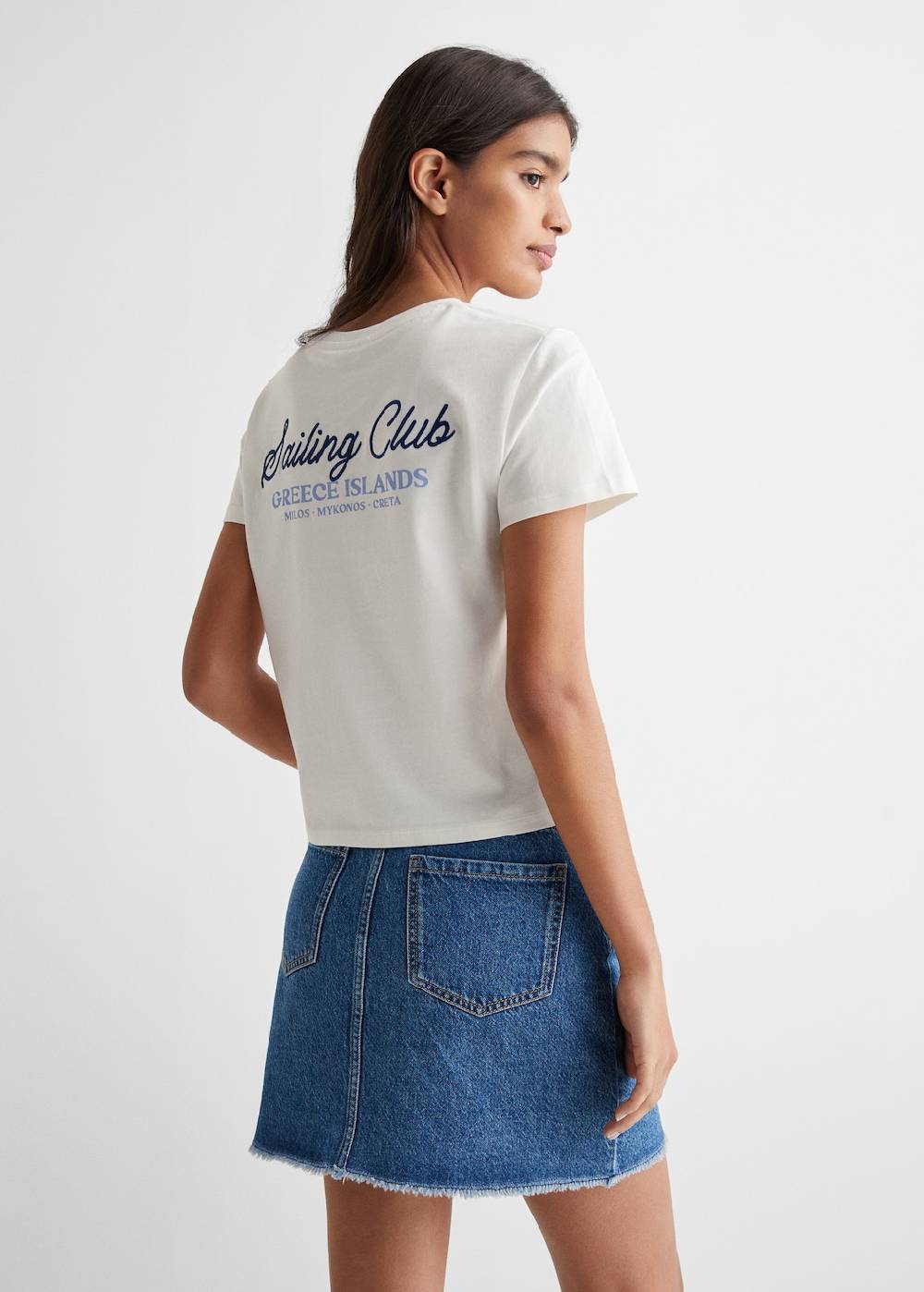 Mango T-Shirt mit gestickter Aufschrift Blitzangebot