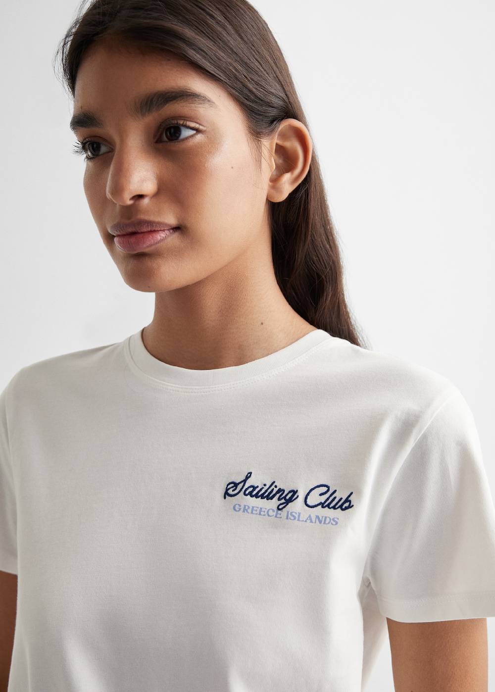 Mango T-Shirt mit gestickter Aufschrift Blitzangebot