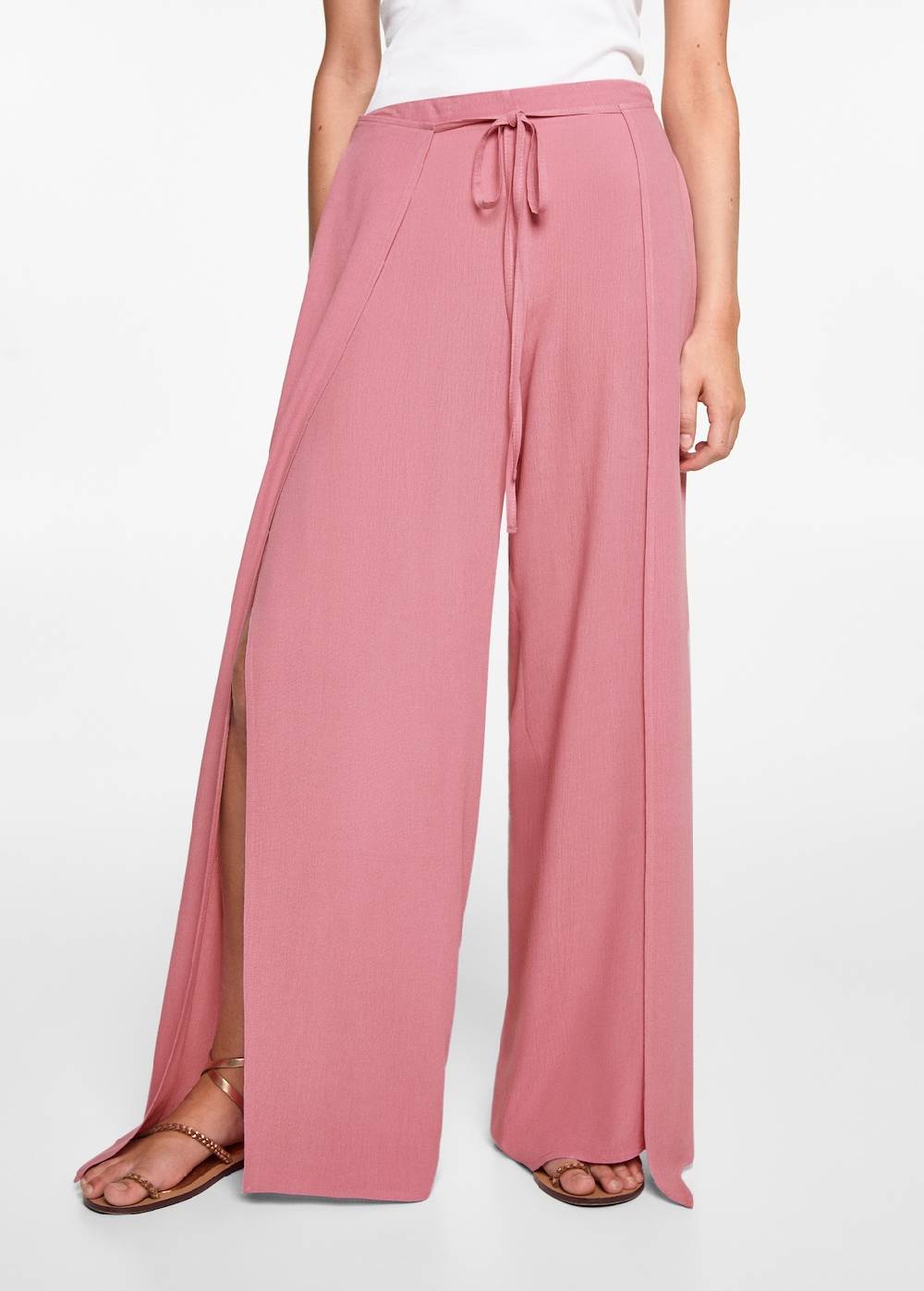 Mango Palazzo-Hose mit Schlitzen Große Rabatte