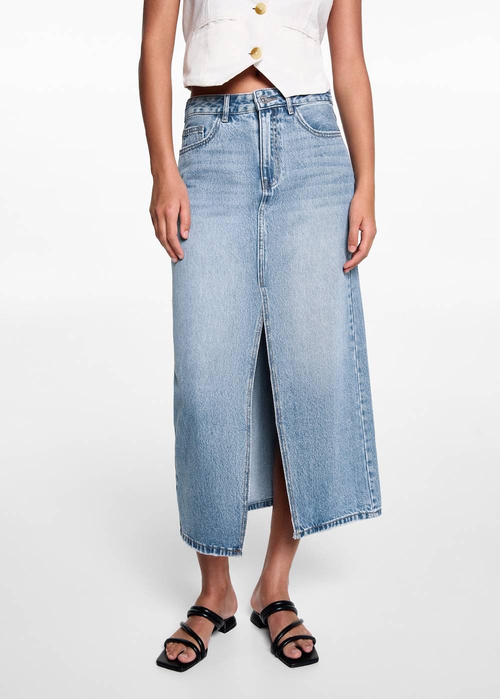 Mango Jeansrock mit Schlitz Räumungsverkauf