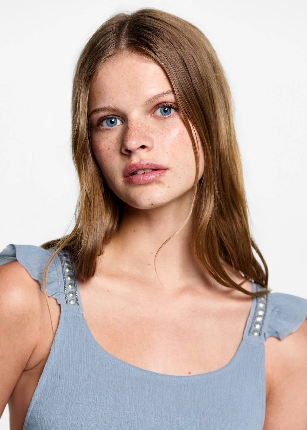 Mango Baumwoll-Top mit Raffdetails Riesige Ersparnisse