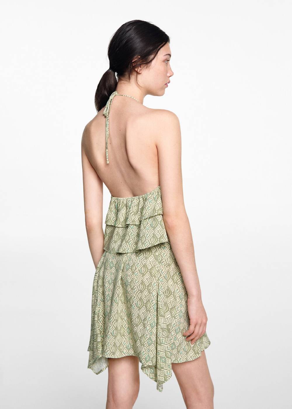 Mango Gemustertes Volant-Top Neueste Stile