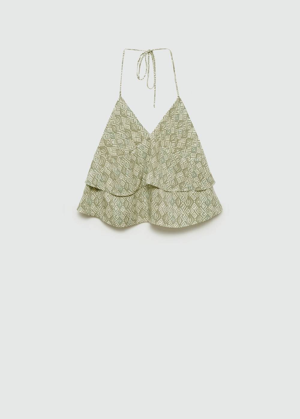 Mango Gemustertes Volant-Top Neueste Stile
