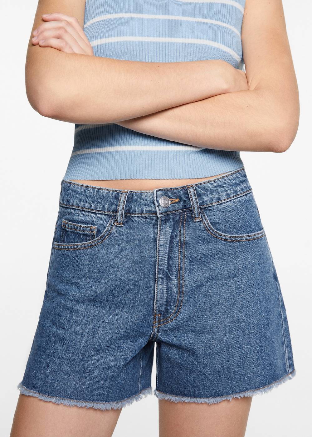 Mango Jeansshorts mit ausgefranstem Saum Bis zu 55% Rabatt
