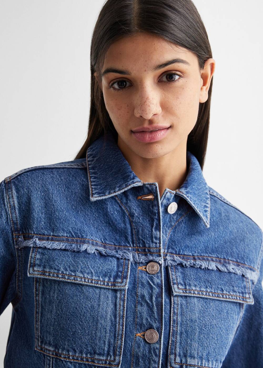 Mango Jeansjacke mit Taschen Super Rabatt