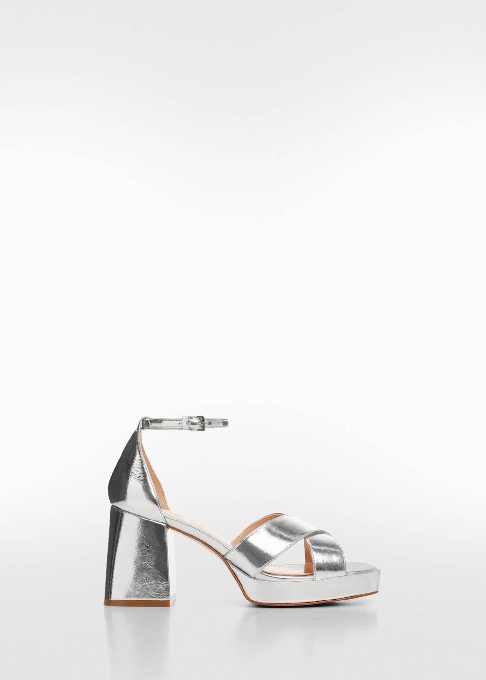 Mango Metallic-Sandale mit Absatz Auslauf