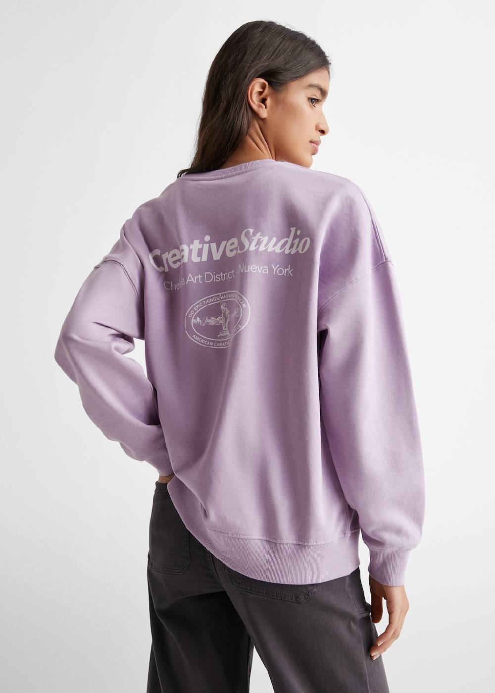 Mango Baumwoll-Sweatshirt mit Aufschrift Fabrikpreis