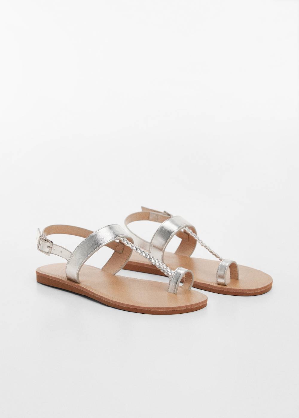 Mango Riemen-Sandale im Metallic-Look
