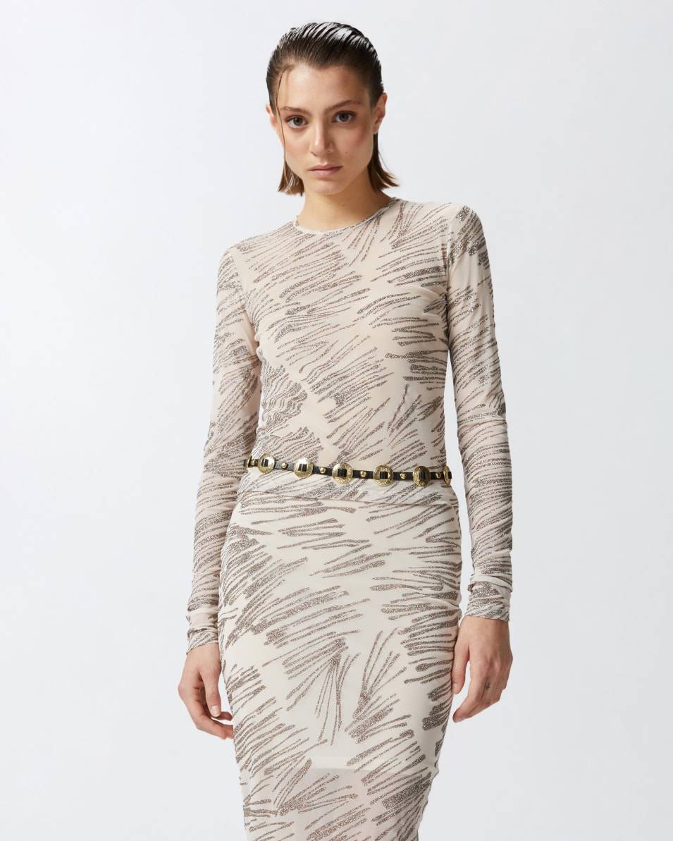 Pinko Shirt aus Tüll mit Glitzerprint Lagerräumung