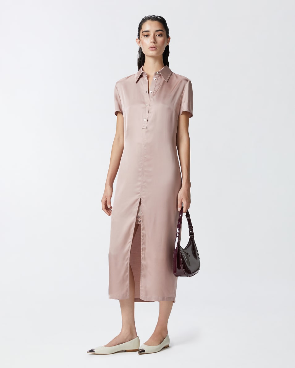 Pinko Midi-Polokleid aus gewaschenem Satin Räumungsverkauf