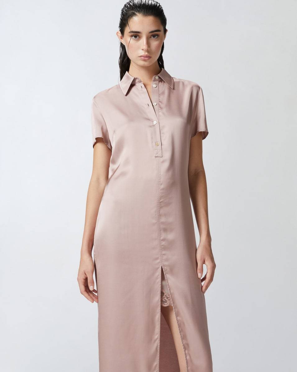 Pinko Midi-Polokleid aus gewaschenem Satin Räumungsverkauf