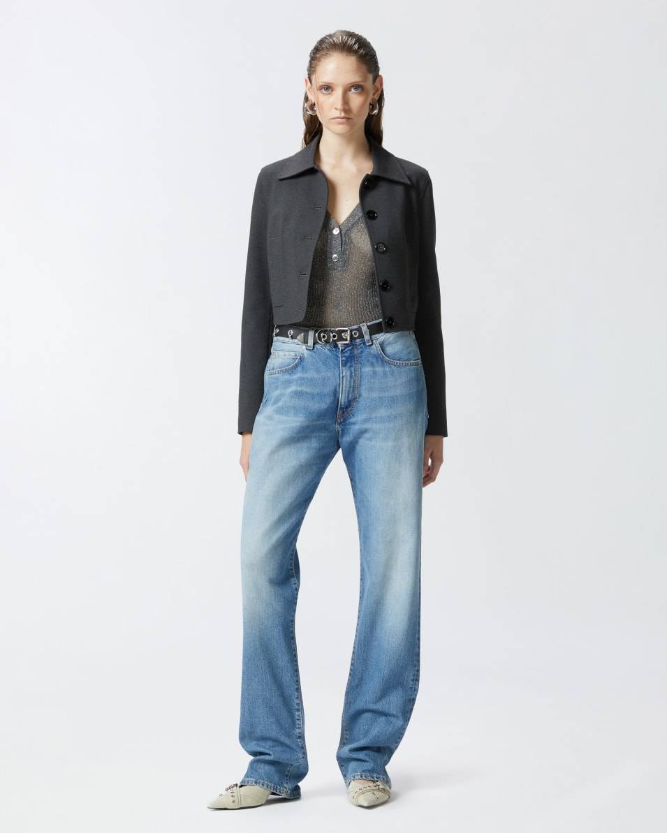 Pinko Leichter Langarmpullover im Rippstrick Neueste Stile