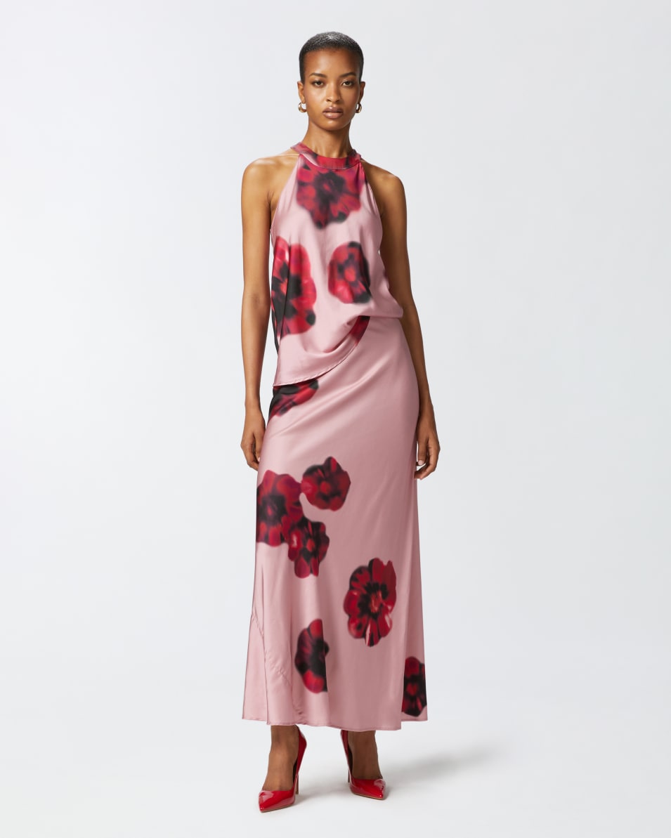 Pinko Langer Satinrock mit Blumenprint Vierteljährliche Förderung