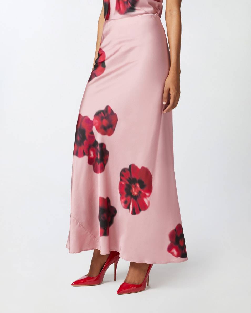 Pinko Langer Satinrock mit Blumenprint Vierteljährliche Förderung