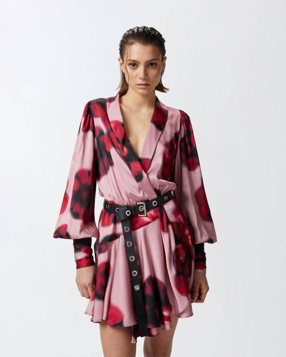 Pinko Tief ausgeschnittenes Minikleid mit Blumenprint Discount Store für neue Produkte