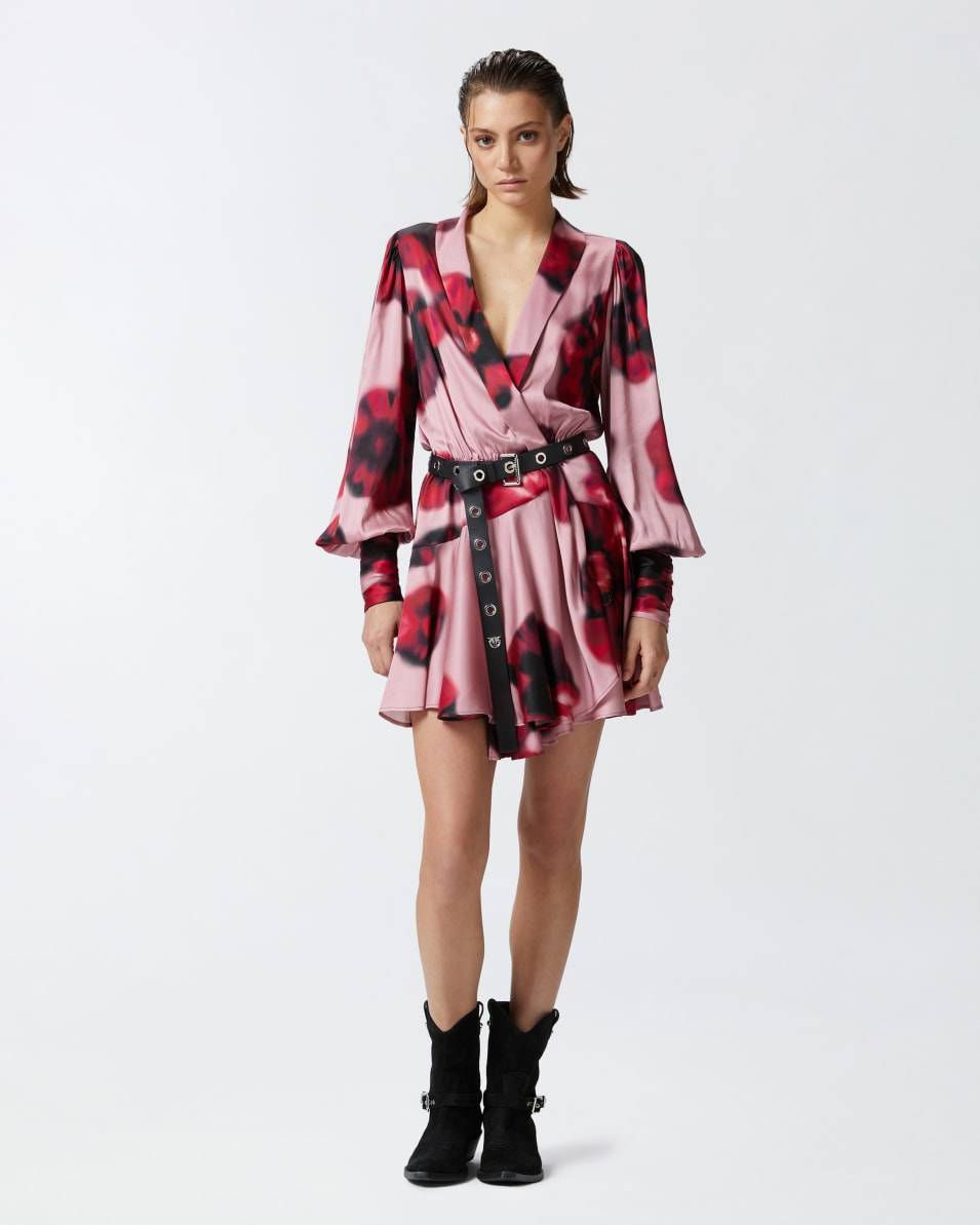 Pinko Tief ausgeschnittenes Minikleid mit Blumenprint Discount Store für neue Produkte