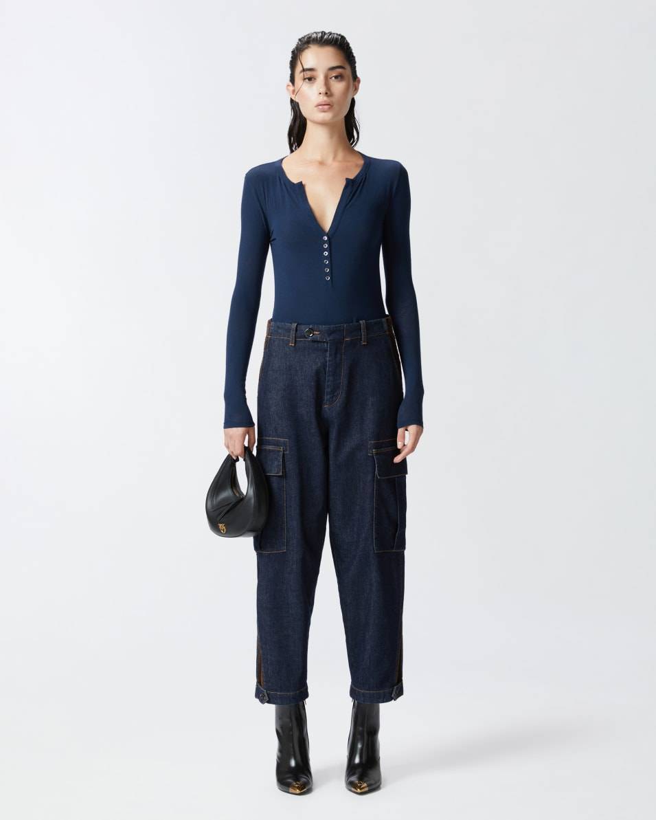 Pinko Dunkelblaue Cargo-Jeans mit Maxitaschen 50% Rabatt mit kostenlosem Versand