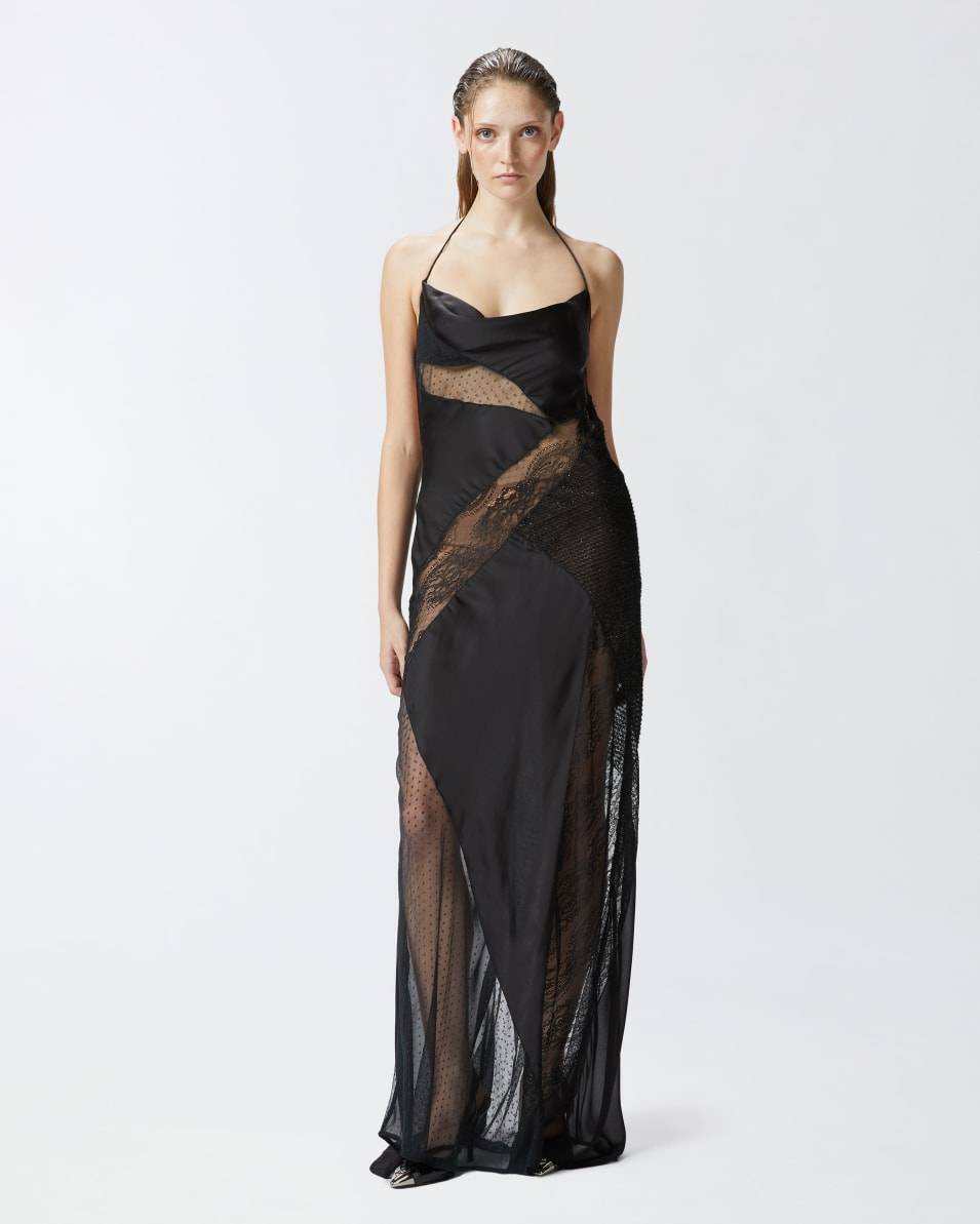 Pinko Elegantes langes Patchwork-Kleid Kostenloser Versand international