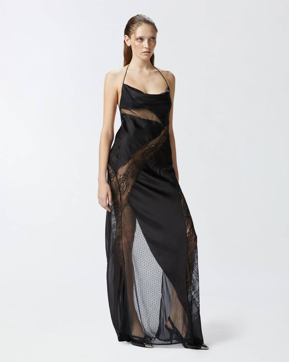 Pinko Elegantes langes Patchwork-Kleid Kostenloser Versand international