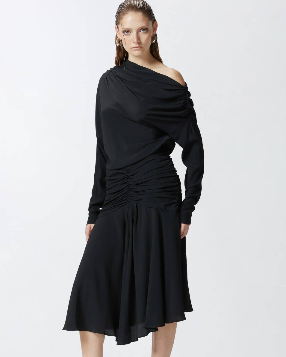 Pinko Crêpe-Midikleid mit Drapierungen aus Seidenmix Fabrikladen