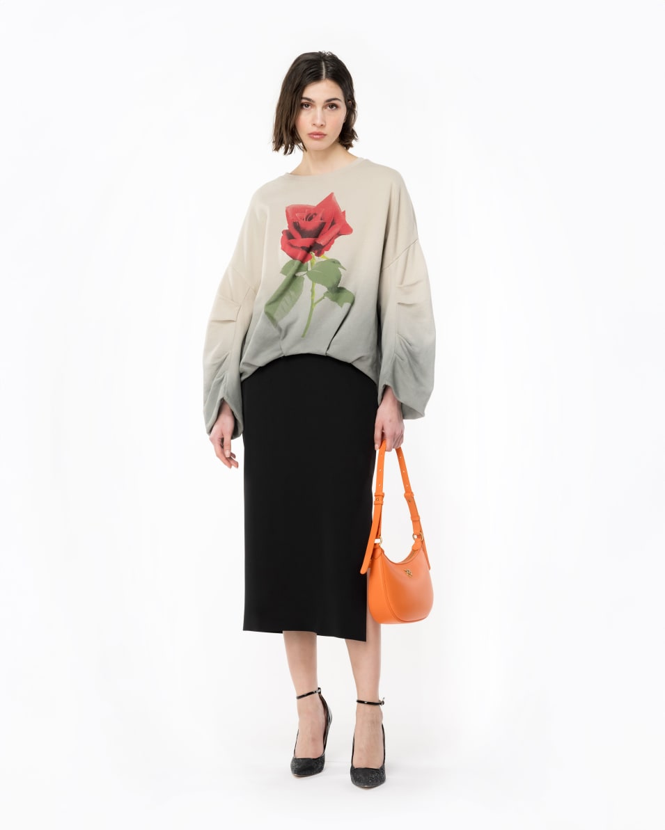 Pinko Farbverlauf-Sweatshirt mit Rosen-Print VIP-Rabatte