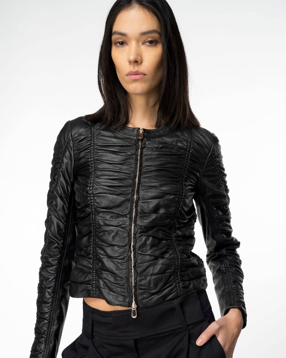 Pinko Jacke aus gerafftem Nappaleder Begrenzte Freigabe