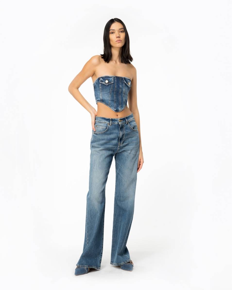 Pinko Wide-Leg-Jeans aus Vintage-Denim Riesige Rabatte
