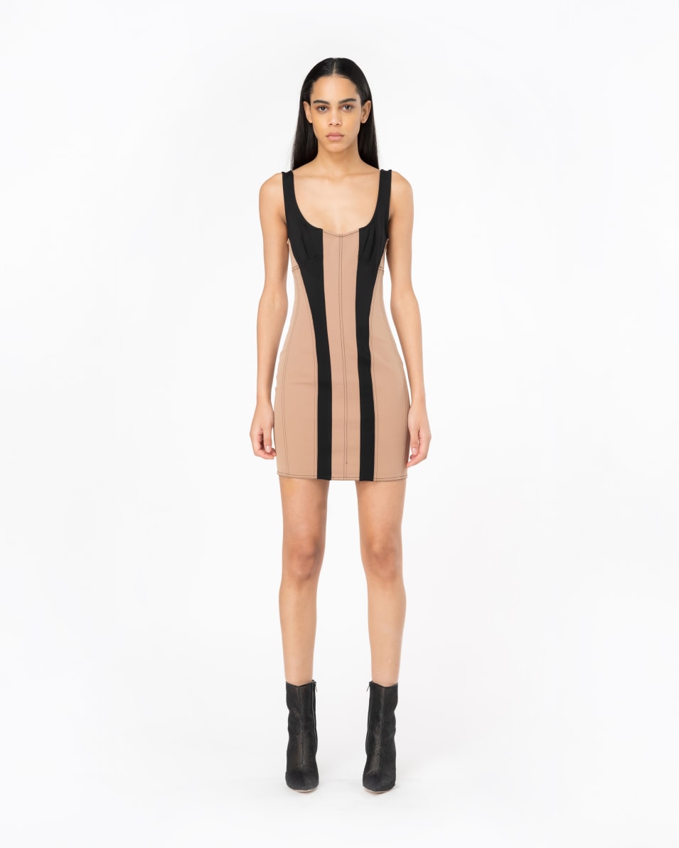 Pinko Anliegendes Bimaterial-Minikleid Rabatte dieses Monats