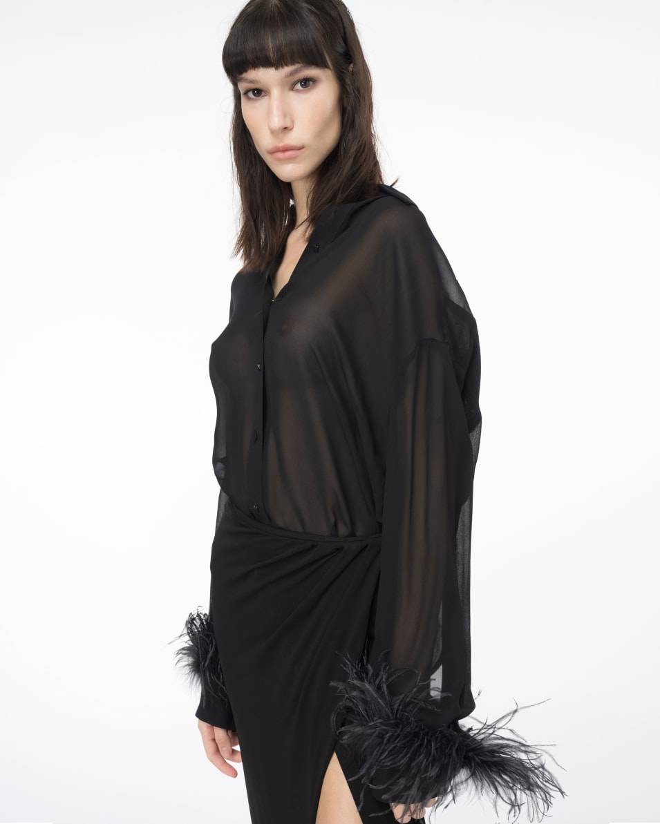 Pinko Lange Hemdbluse mit Federn Sonderangebote