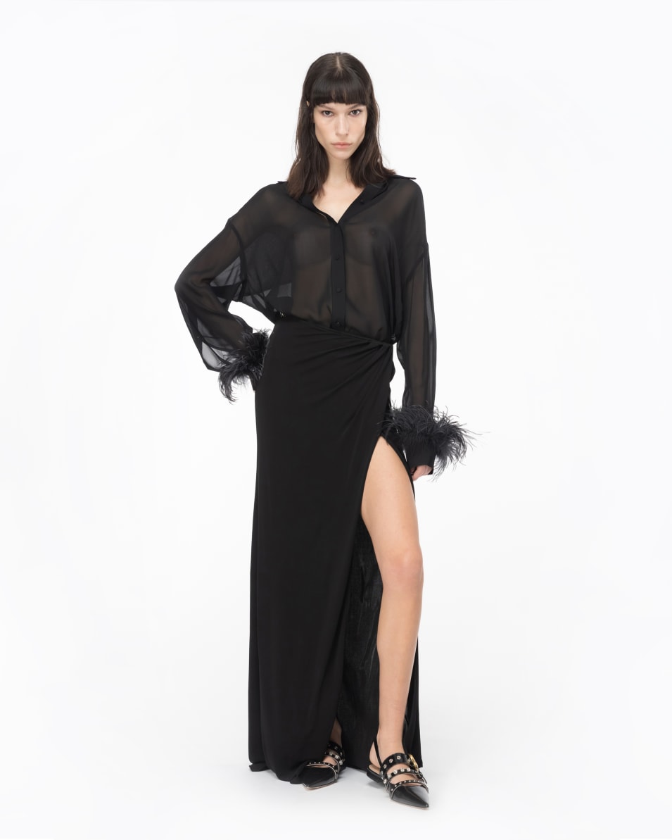 Pinko Lange Hemdbluse mit Federn Sonderangebote
