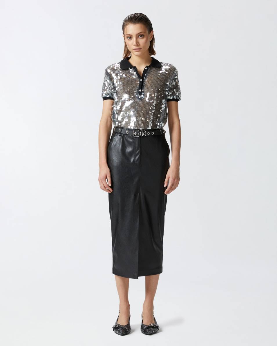 Pinko Midirock mit Ledereffekt und Schlitz Fabrik Onlineshop