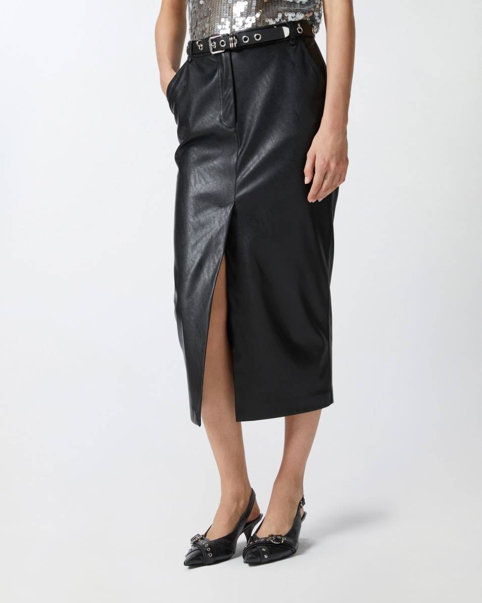 Pinko Midirock mit Ledereffekt und Schlitz Fabrik Onlineshop