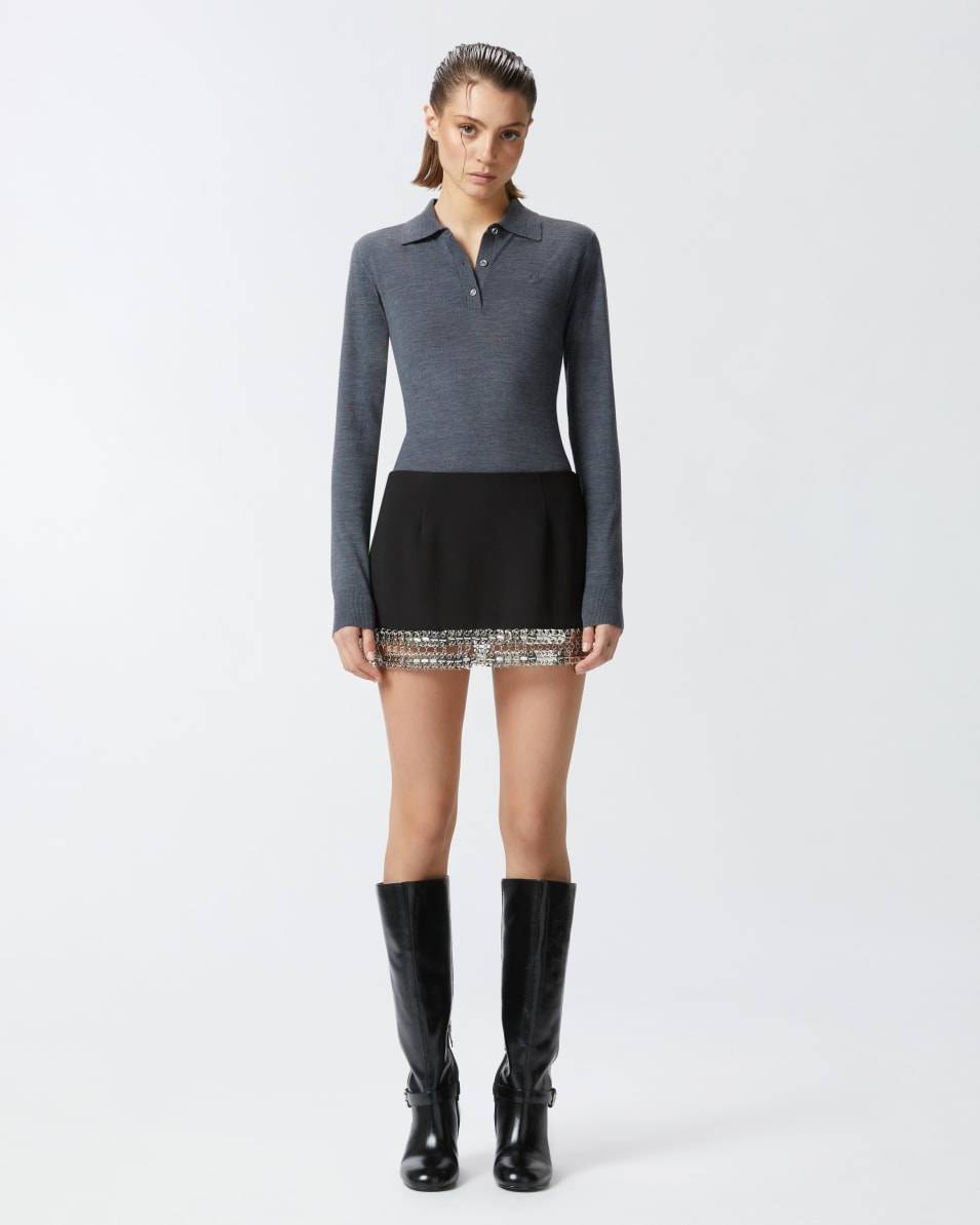 Pinko Minirock aus Crêpe mit Metallic-Stickerei am Saum Begrenztes Angebot