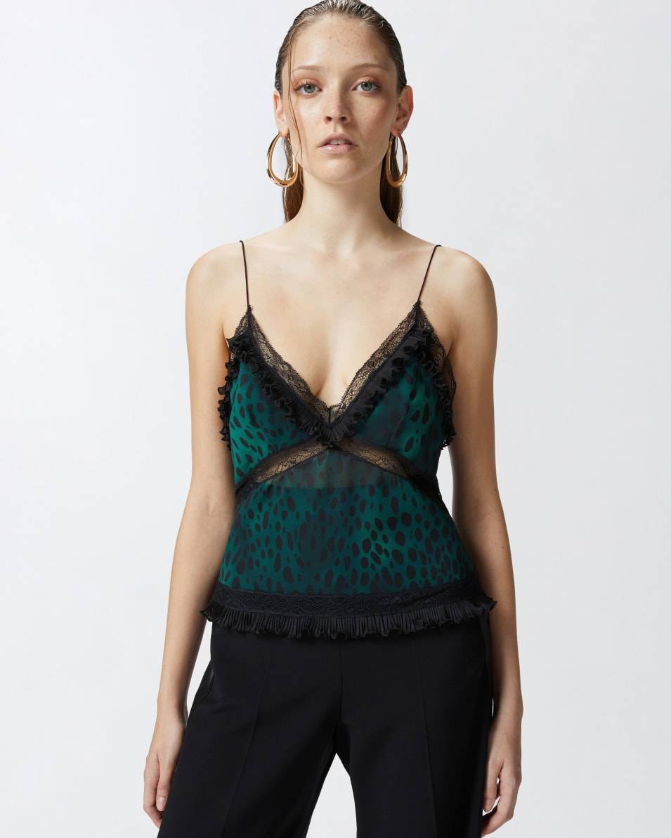 Pinko Leichtes Top mit Flecken-Print und Spitze Black Friday