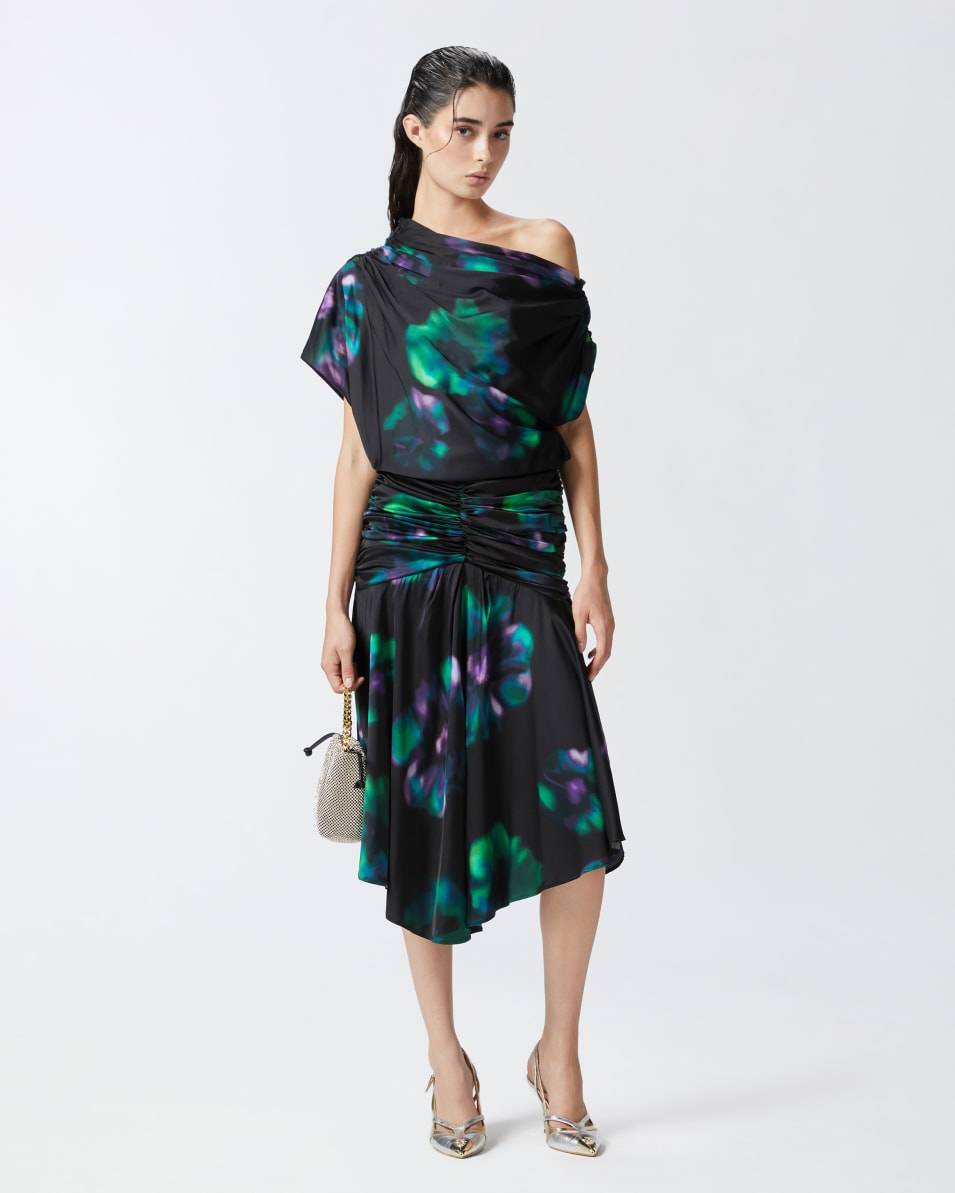 Pinko Midikleid mit Blumenprint in Verlaufsoptik und Drapierungen Muttertagsangebot