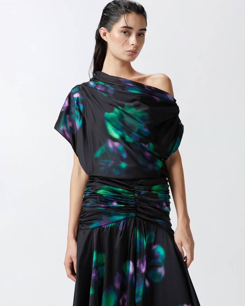 Pinko Midikleid mit Blumenprint in Verlaufsoptik und Drapierungen Muttertagsangebot