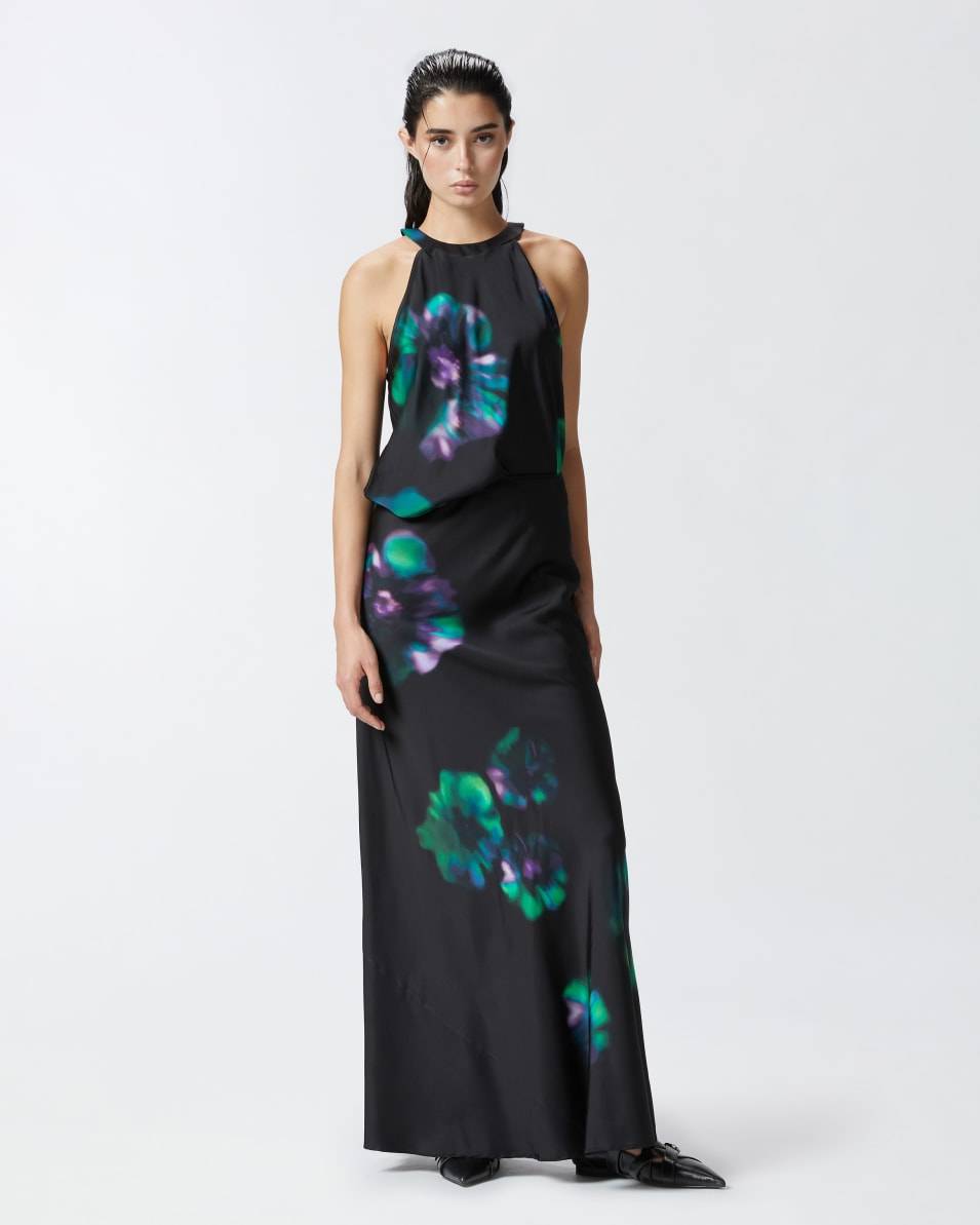 Pinko Ärmelloses Top aus Satin mit Blumenprint Valentinstagsangebot