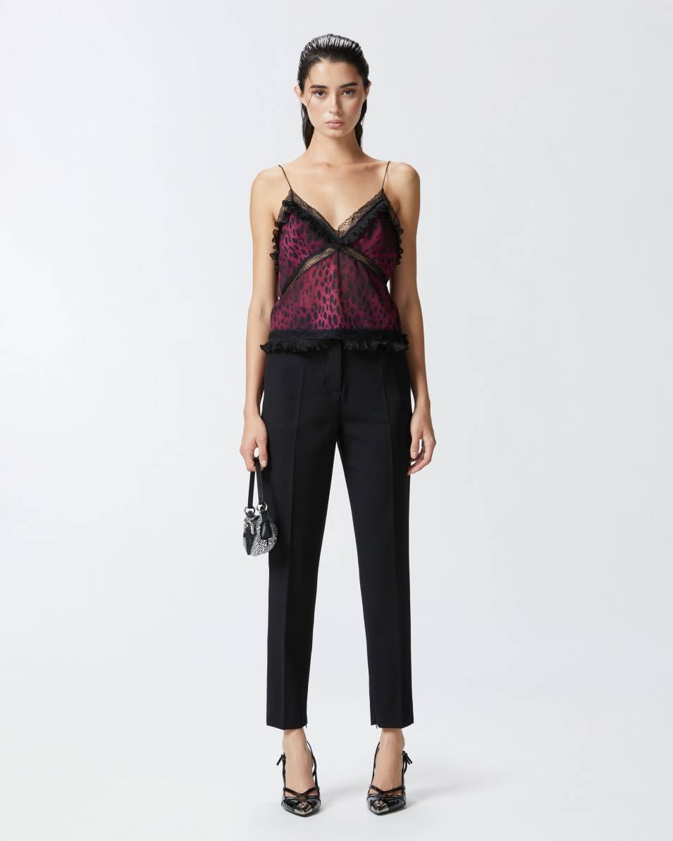 Pinko Leichtes Top mit Flecken-Print und Spitze Heißer Verkauf