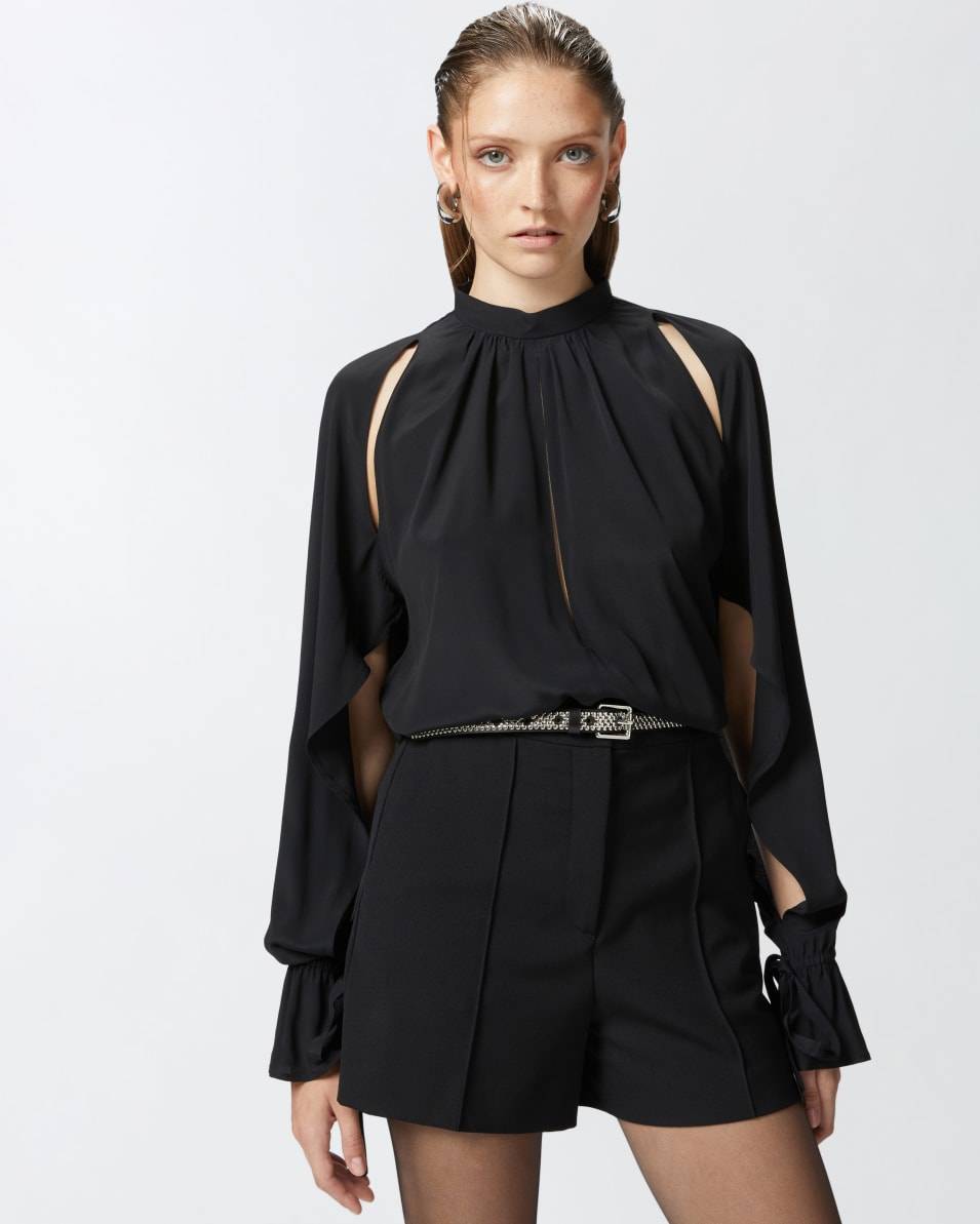 Pinko Bluse aus Seidenmix mit Volantärmeln Neueste Mode