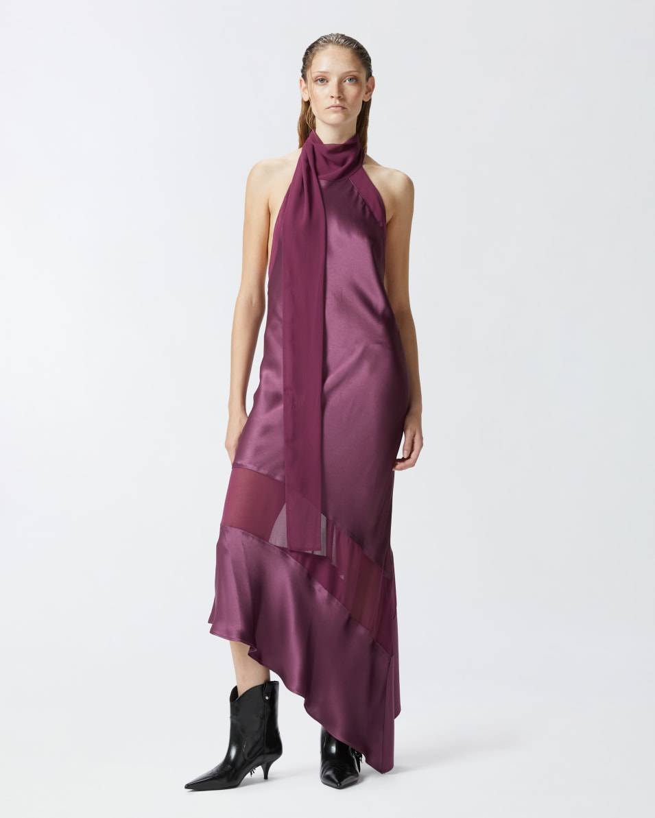 Pinko Rückenfreies Kleid aus Satin und Georgette Große Rabatte