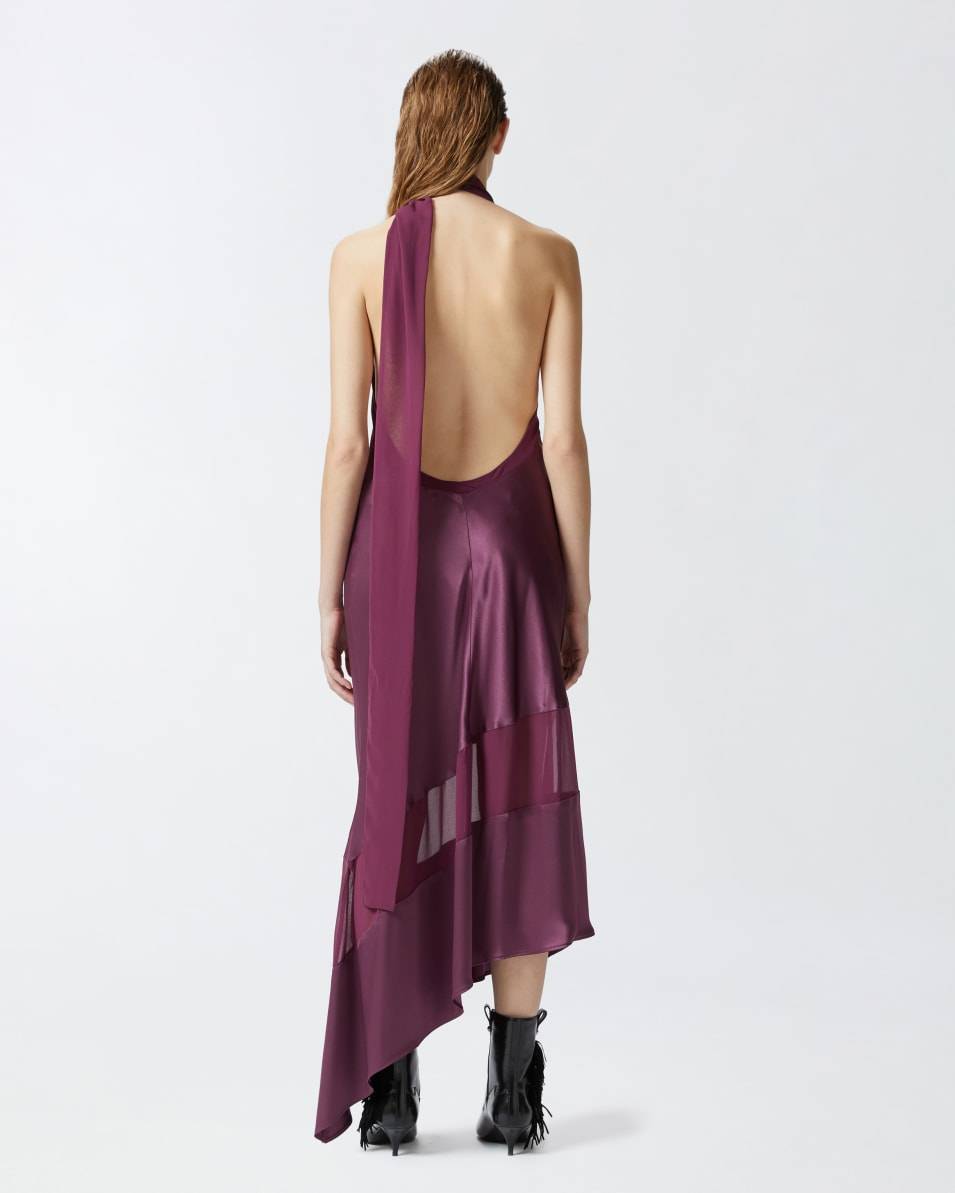 Pinko Rückenfreies Kleid aus Satin und Georgette Große Rabatte