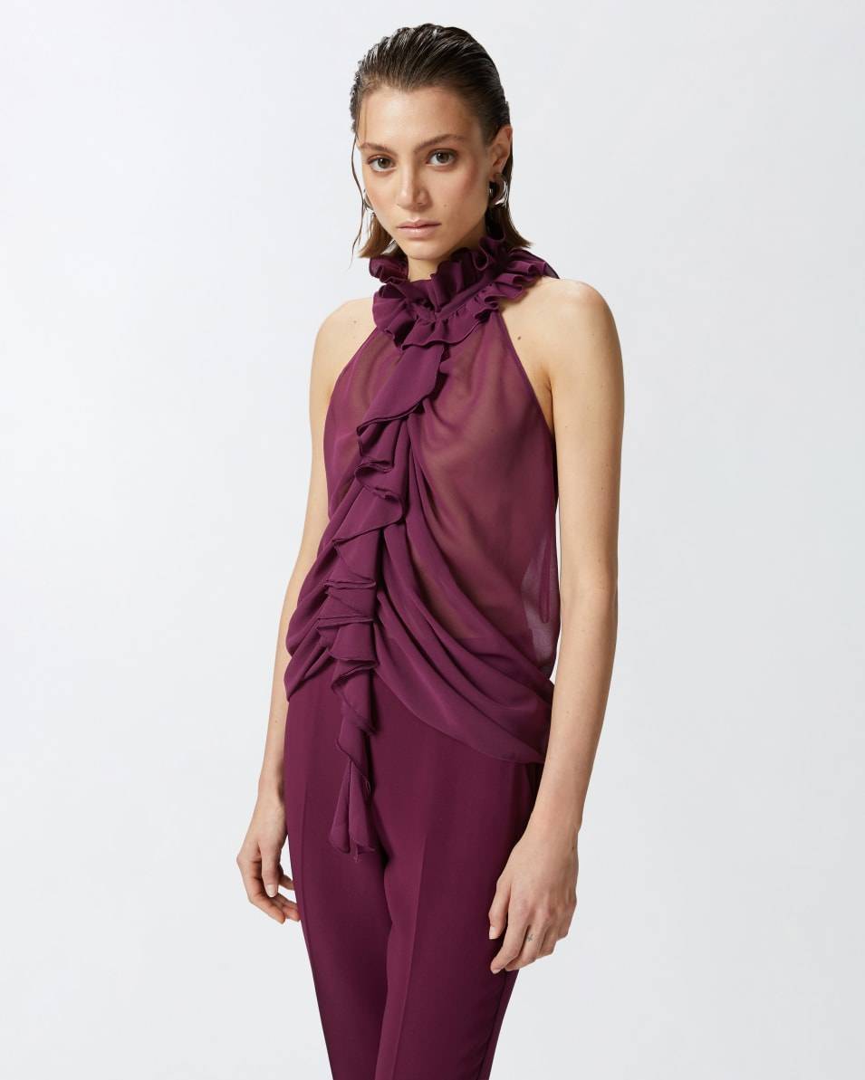Pinko Georgette-Top mit Rüschen Saisonale Angebote
