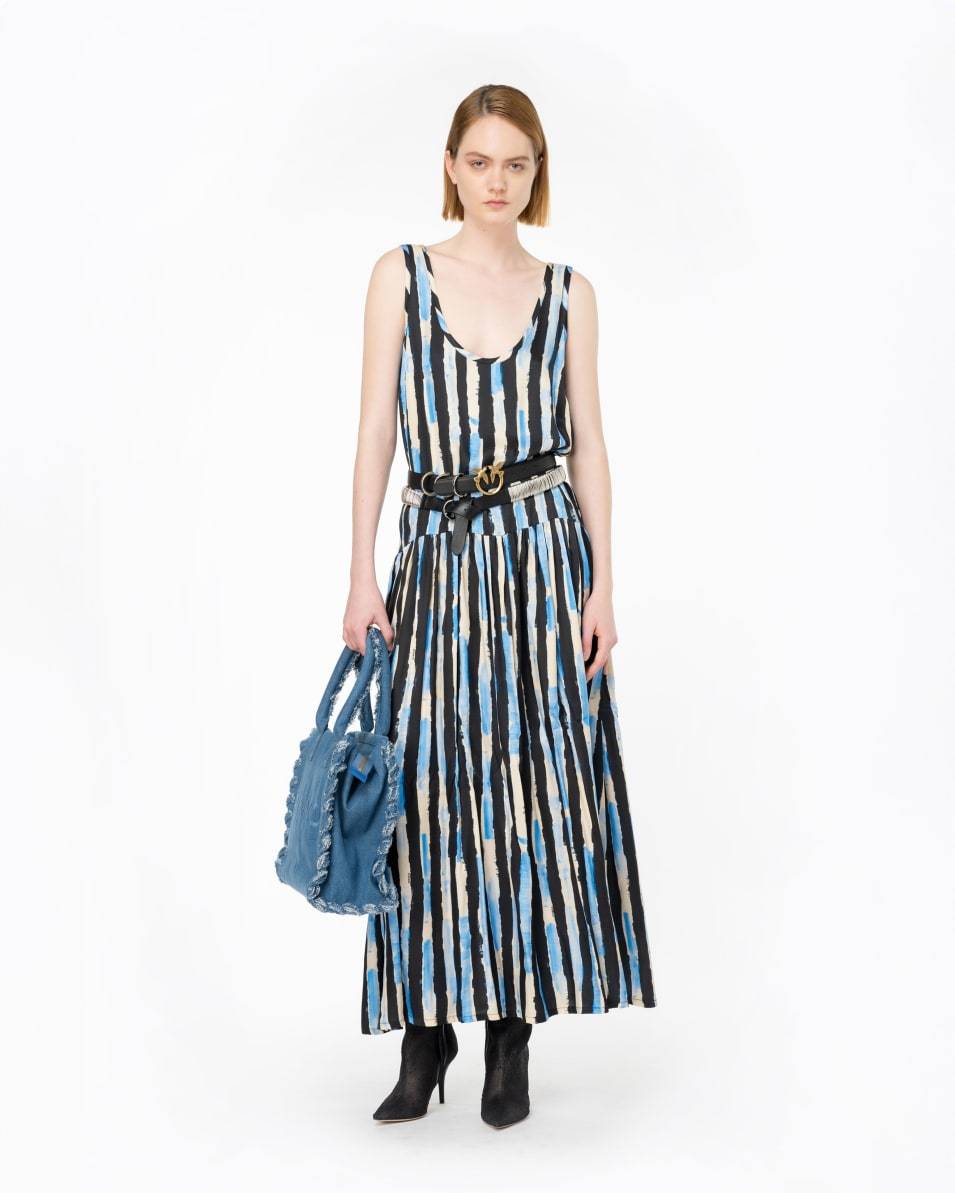 Pinko Langes Kleid mit Pinselstrich-Print VIP-Rabatte