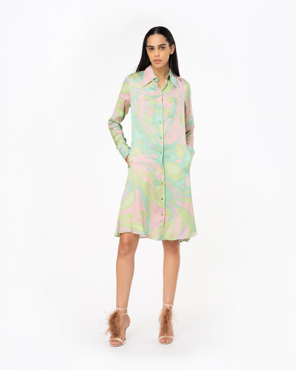 Pinko Hemdblusenkleid Satin Splash-Print Fabrik Onlineshop