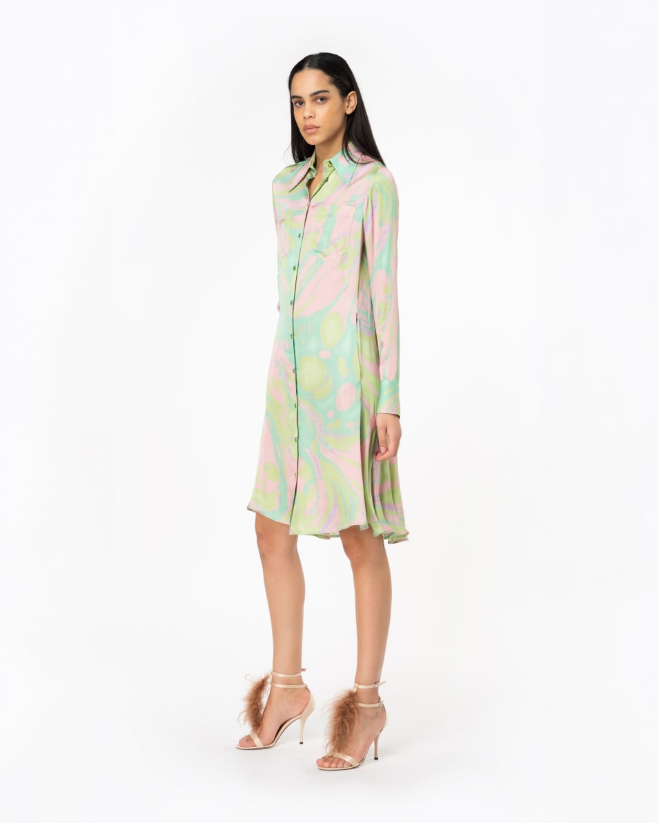 Pinko Hemdblusenkleid Satin Splash-Print Fabrik Onlineshop