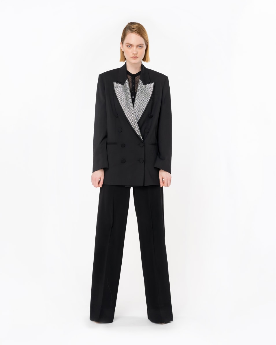 Pinko Zweireihiger Blazer mit strassbesetztem Revers Cyber Monday