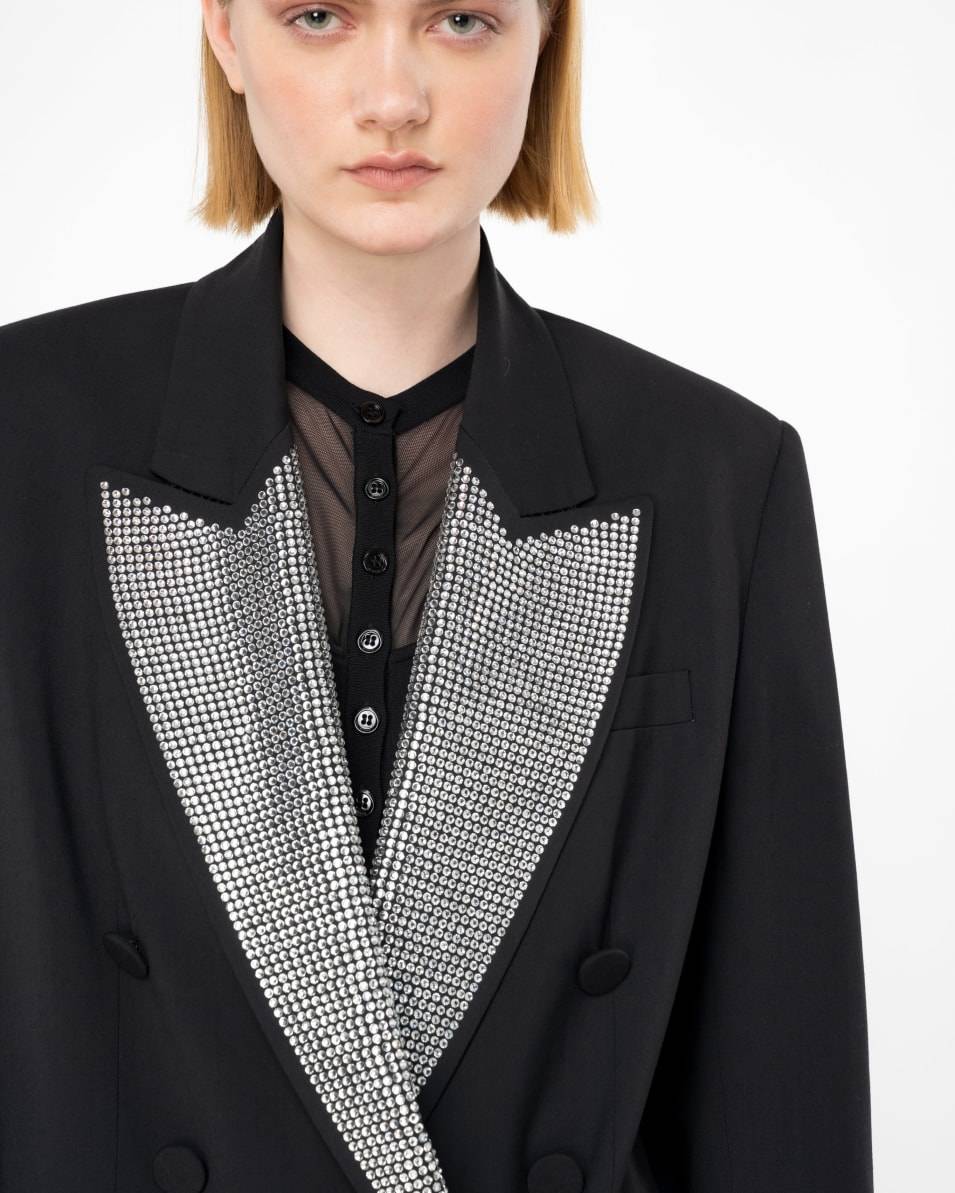 Pinko Zweireihiger Blazer mit strassbesetztem Revers Cyber Monday