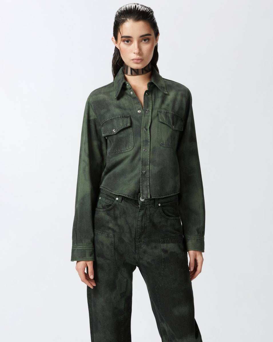 Pinko Bluse aus Black Spotted Denim Begrenzte Freigabe